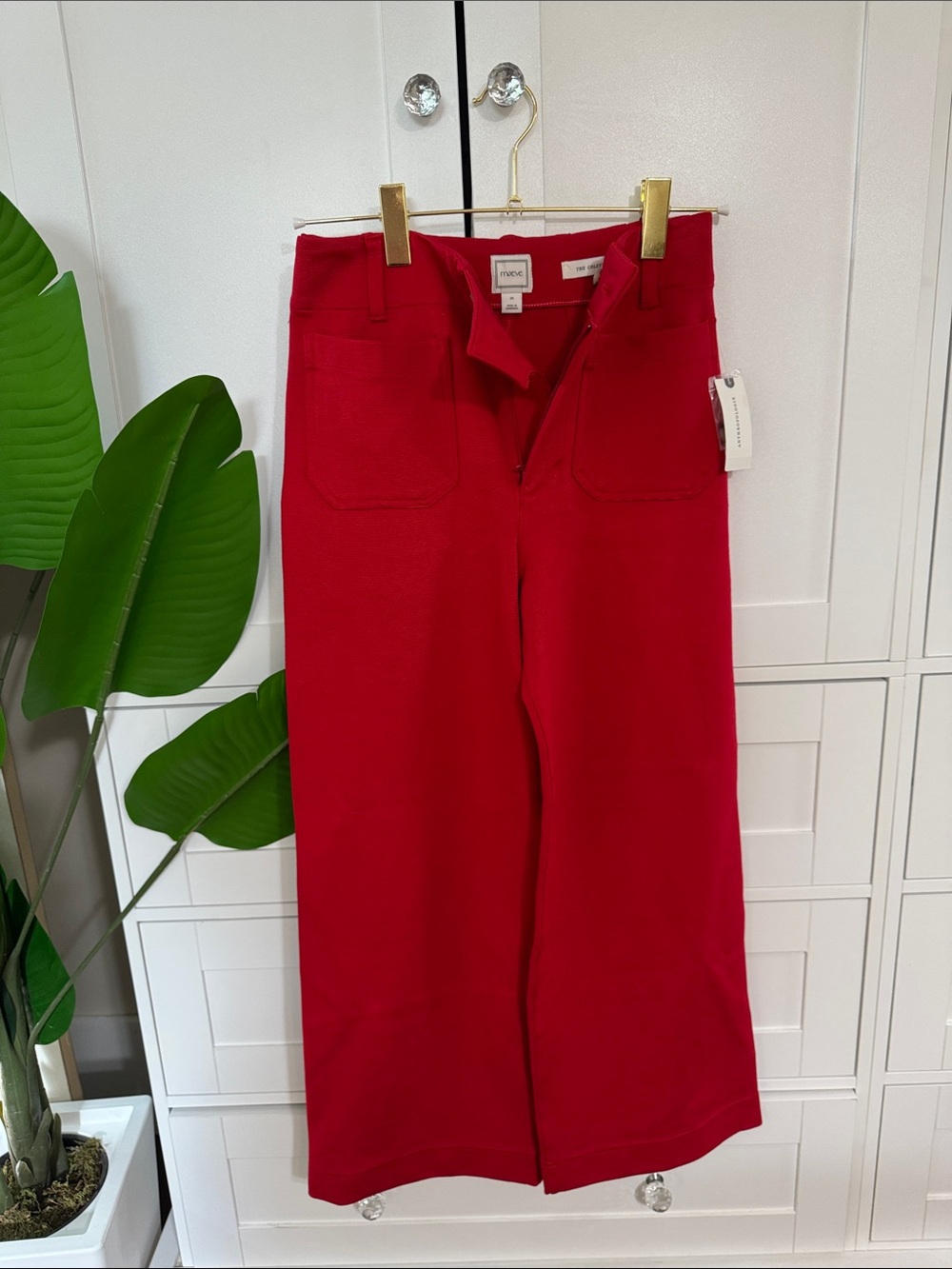 Maeve Red Cropped Wide-Leg Pants